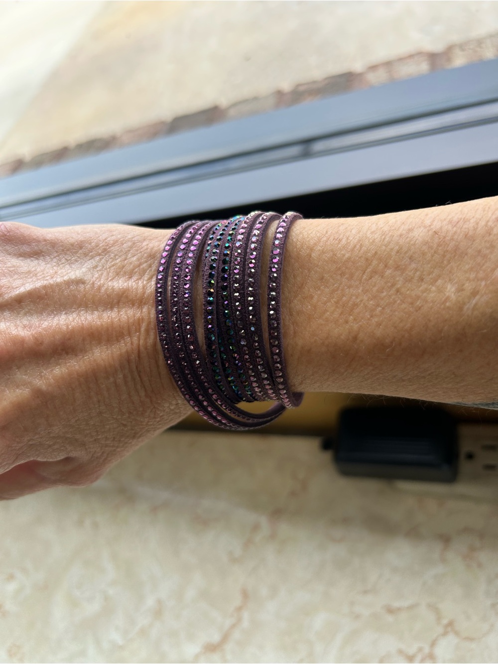 Touchstone Crystal Plum Multi-Strand Wrap Bracelet
